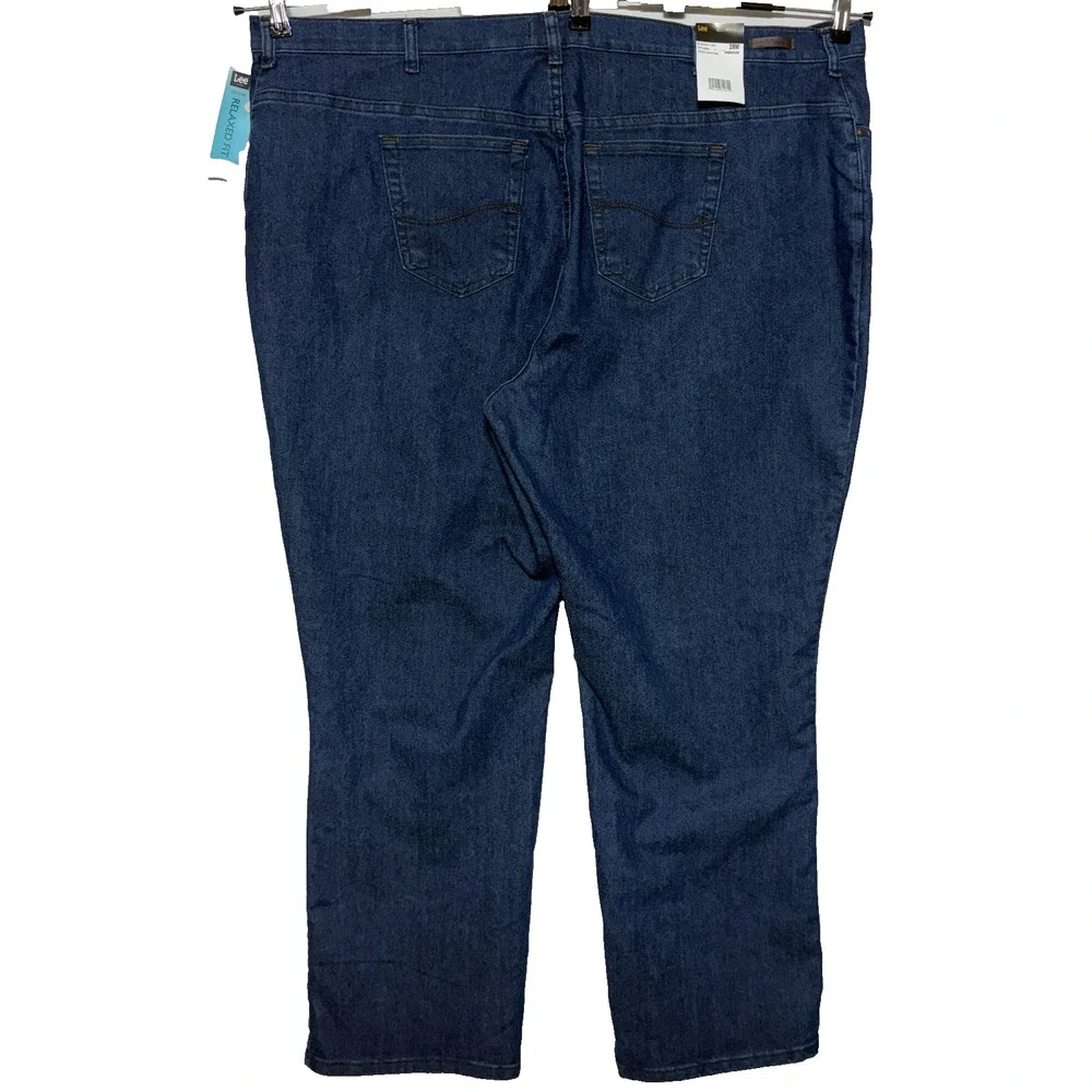 Lee Jeans Womens 28W‎ Blue Relaxed Straight Hi Rise Stretch Actual 50X33 NWT